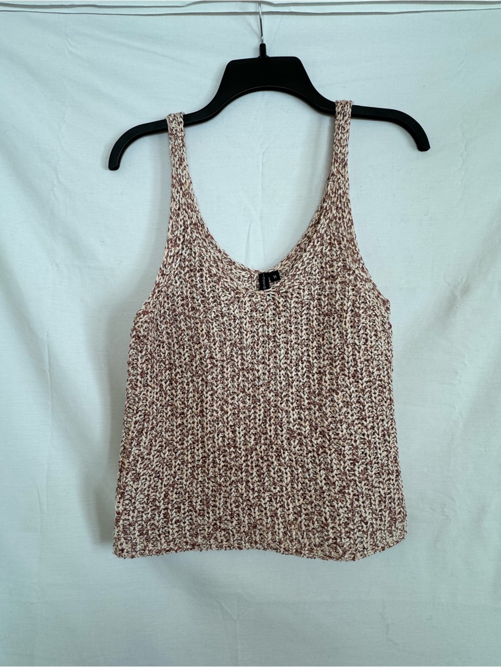 moon & madison Burgundy and Cream Marled Knit Tank